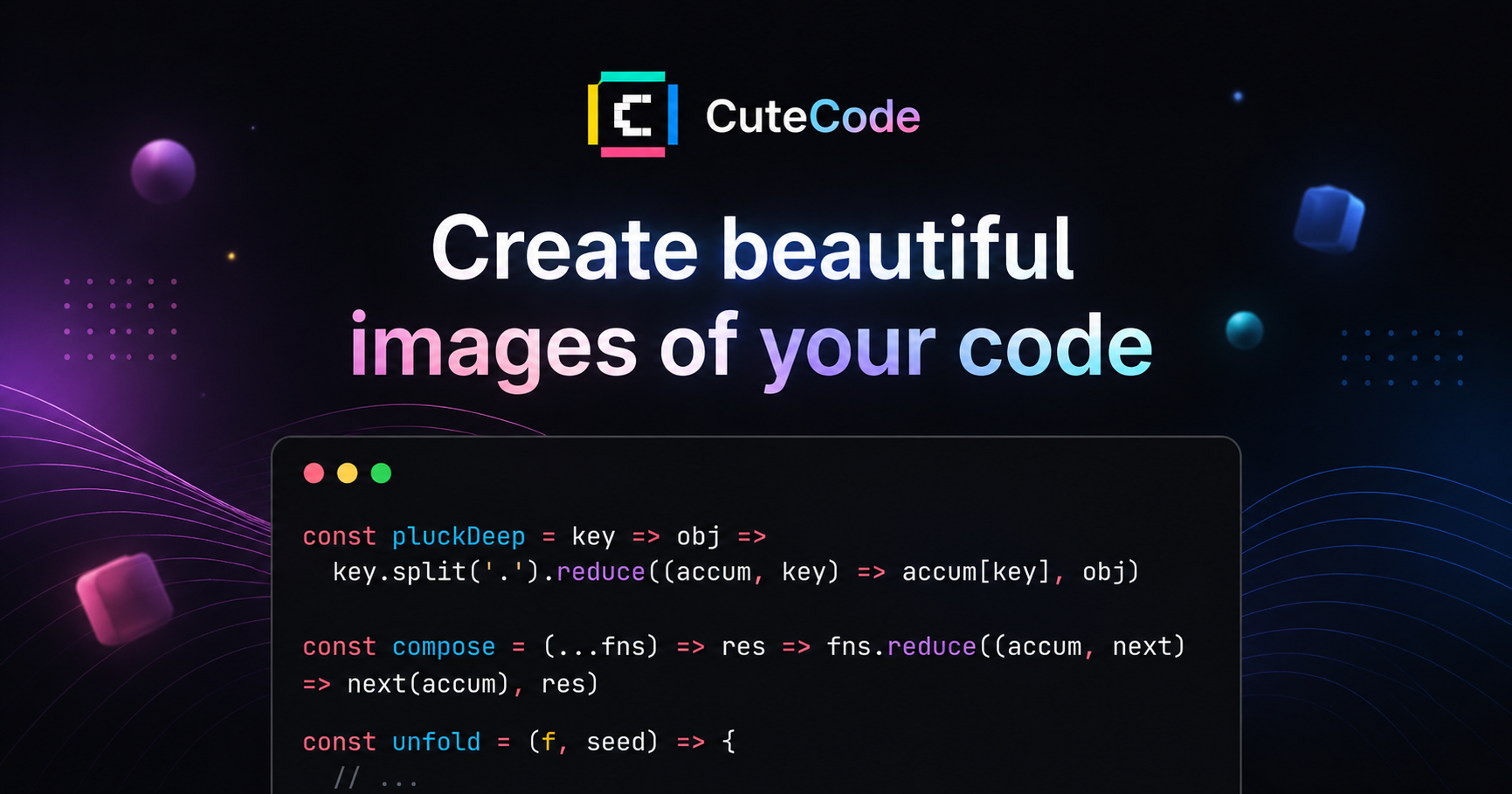 Create beautiful images of your code | CuteCode
